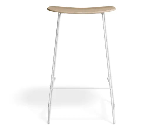 Elva Stool - Natural Seat - White Frame - 76cm (commercial Bench Height), Wood