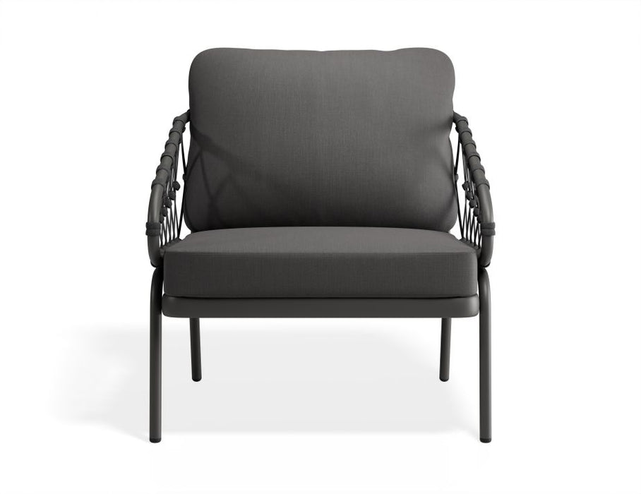 Kara Lounge Chair - Outdoor - Single - Charcoal - Granite Grey Cushions, Fabric, Metal