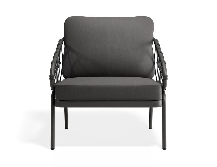 Kara Lounge Chair - Outdoor - Single - Charcoal - Sandy Grey Cushions, Fabric, Metal