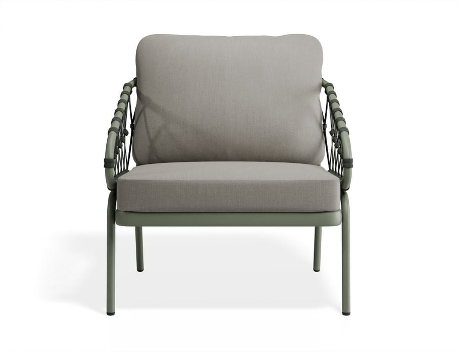 Kara Lounge Chair - Outdoor - Single - Eucalyptus Green - Granite Grey Cushions, Fabric, Metal