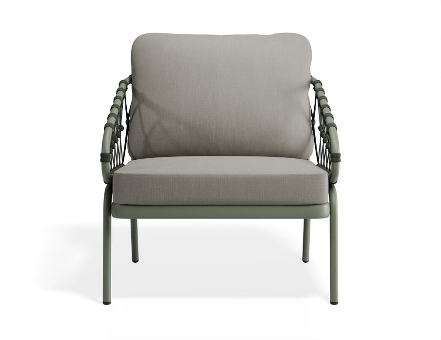 Kara Lounge Chair - Outdoor - Single - Eucalyptus Green - Sandy Grey Cushions