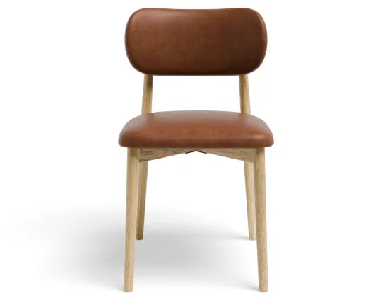 Oskar Dining Chair - Natural - Retro Brandy PU, Leather