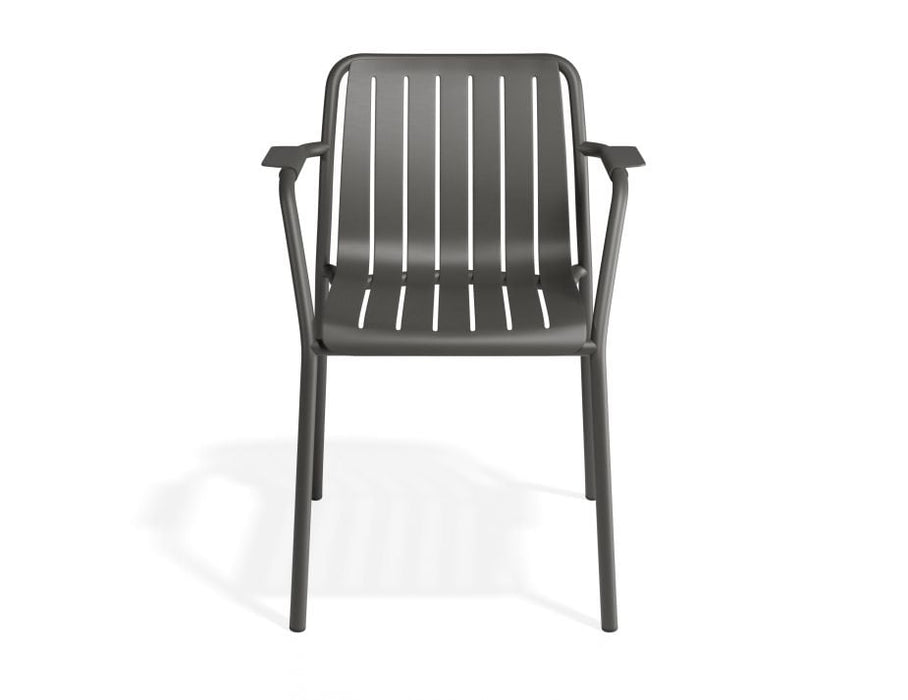 Roku Outdoor Armchair in Matt Charcoal - Chair with Light Grey Cushion