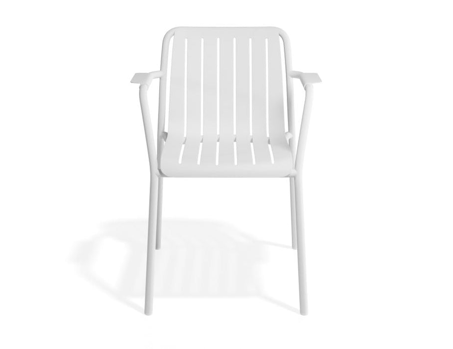 Roku Outdoor Armchair in Matt White - Chair with Light Grey Cushion