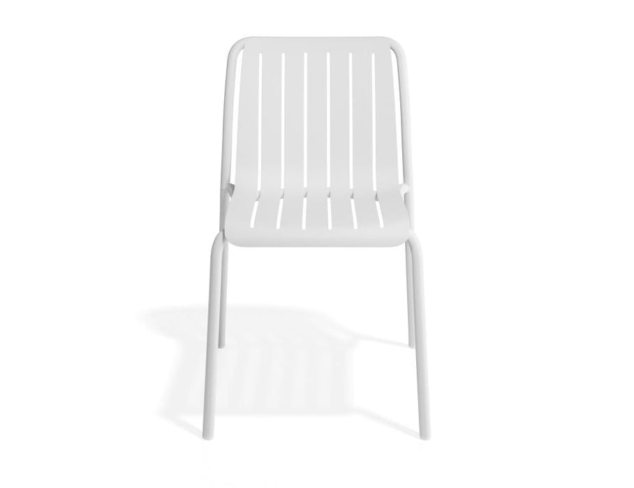 Roku Dining Chair - Outdoor - White - Chair with Green Cushion