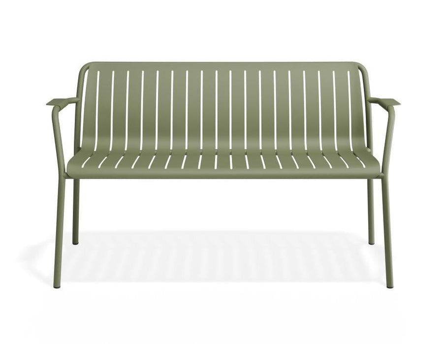 Roku Garden Bench 125cm - Outdoor - Eucalyptus Green - Chair with Husk Cushion, Metal