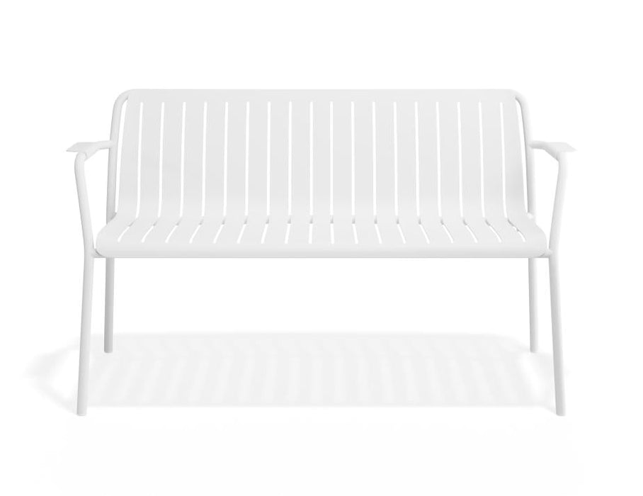 Roku Garden Bench 125cm - Outdoor - White - Chair with Husk Cushion, Metal