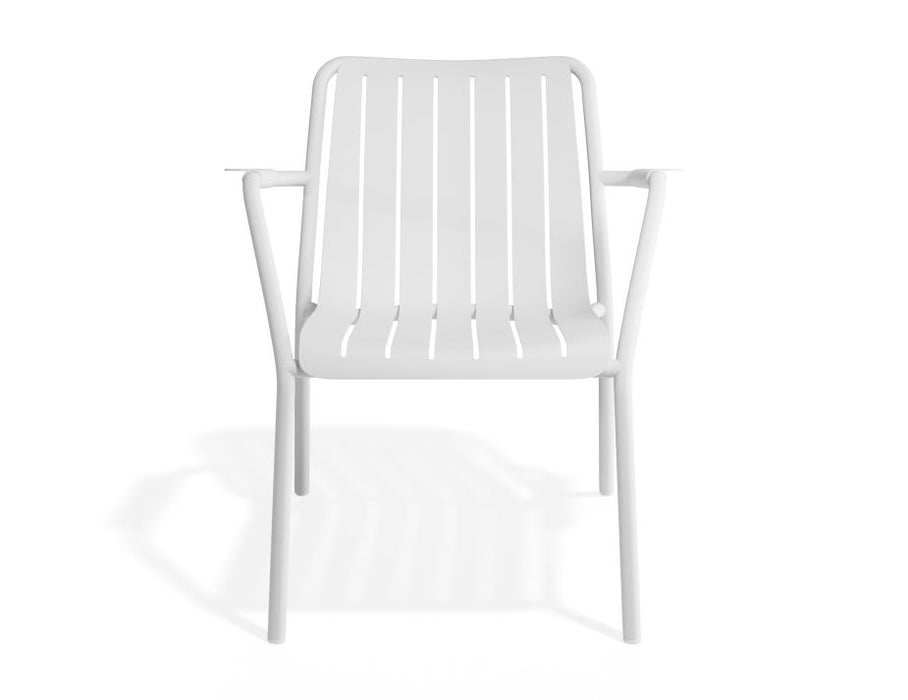 Roku Lounge Chair - Outdoor - White - Chair with Green Cushion