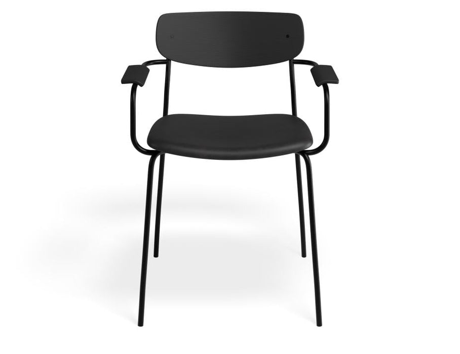 Rylie Armchair - Black - Upholstered - Green Vintage Vegan Leather Seat