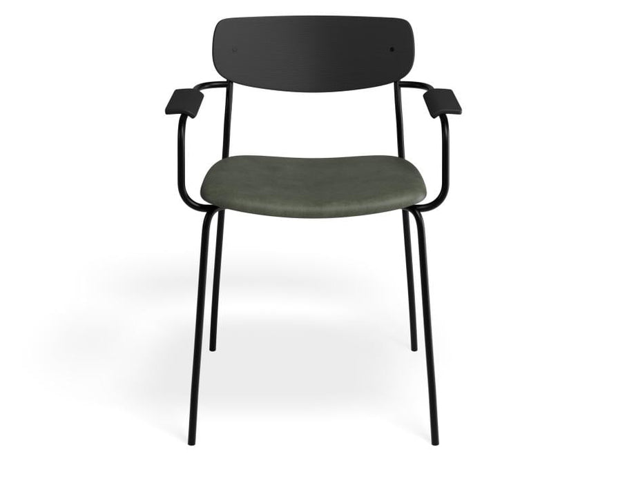 Rylie Armchair - Black - Upholstered - Green Vintage Vegan Leather Seat