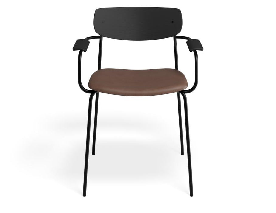 Rylie Armchair - Black - Upholstered - Green Vintage Vegan Leather Seat