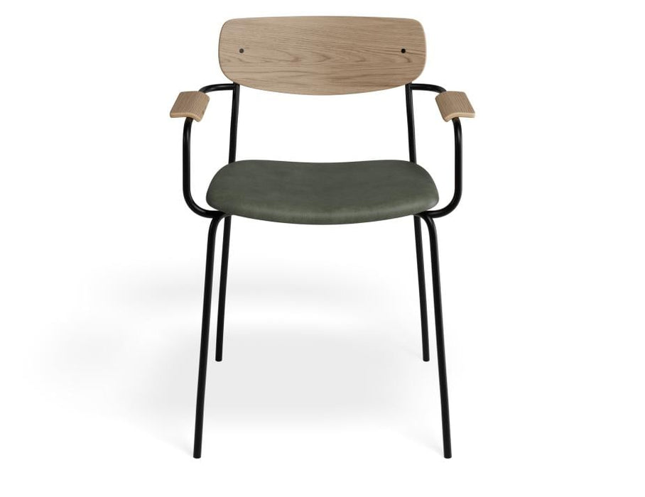 Rylie Armchair - Natural - Upholstered - Grey Vintage Vegan Leather Seat