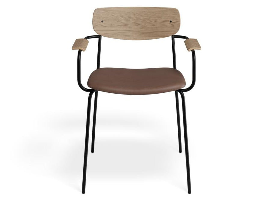 Rylie Armchair - Natural - Upholstered - Grey Vintage Vegan Leather Seat