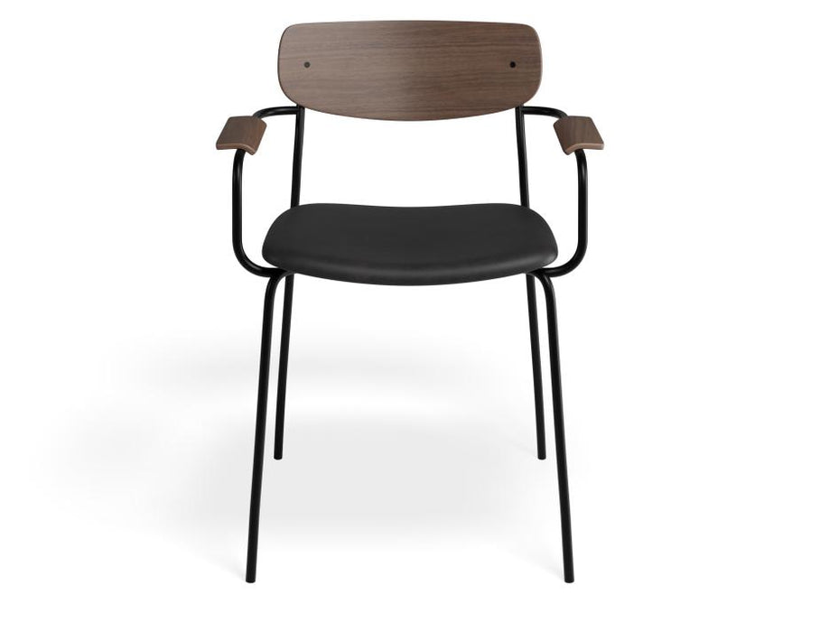 Rylie Armchair - Walnut - Upholstered - Tan Vintage Vegan Leather Seat