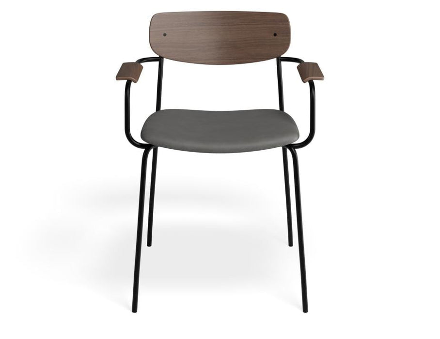 Rylie Armchair - Walnut - Upholstered - Green Vintage Vegan Leather Seat