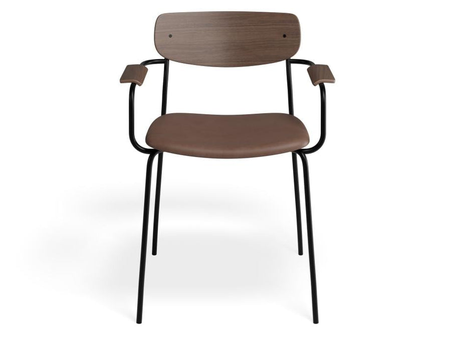 Rylie Armchair - Walnut - Upholstered - Green Vintage Vegan Leather Seat