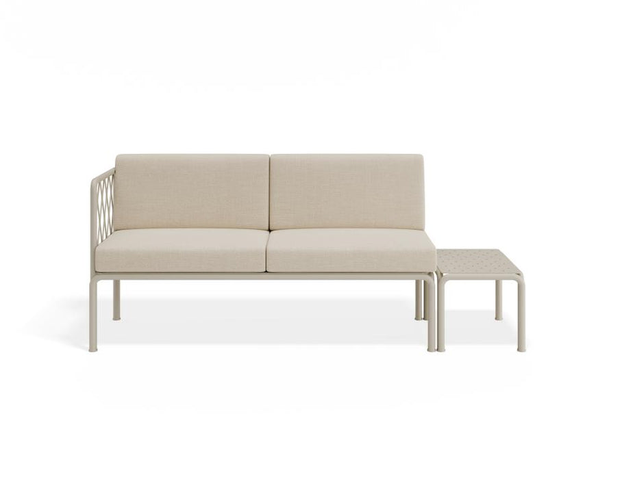 Seville Config E - 2 Seater Sofa - Latte - Outdoor - Husk Cushions + End Cushion