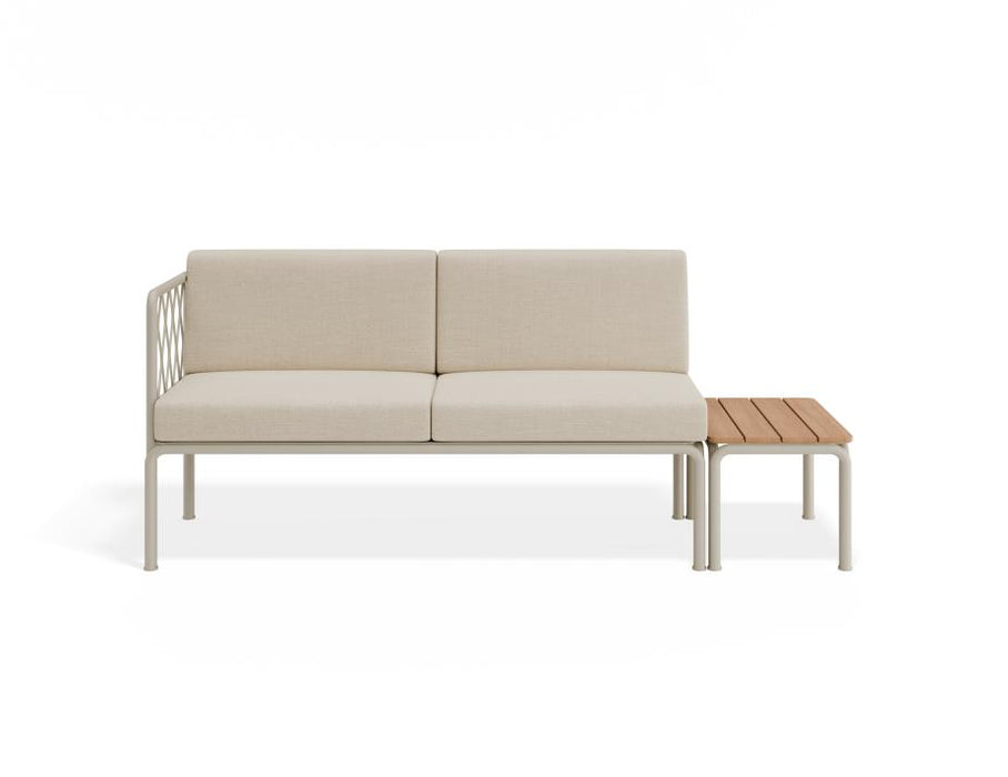 Seville Config E - 2 Seater Sofa - Latte - Outdoor - Husk Cushions + End Cushion
