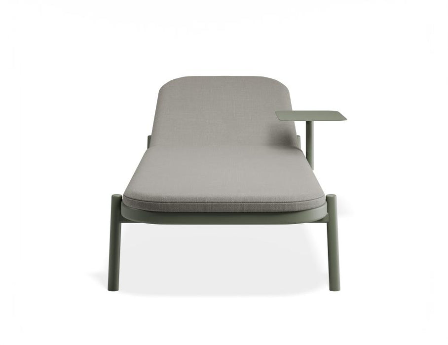Verano Sun Lounge - Eucalyptus Green - with Side Table - Sandy Grey Cushions
