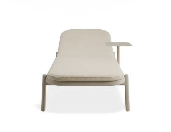 Verano Sun Lounge - Latte - with Side Table - Husk Cushion, Aluminium