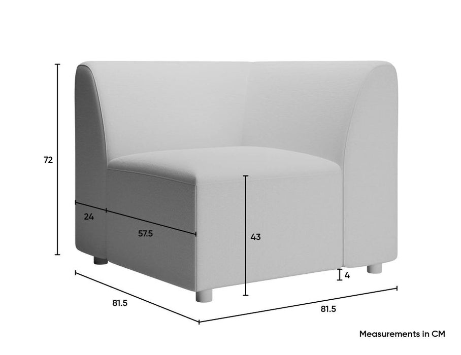 Atticus Modular Sofa Section - Corner - Oyster Grey Fabric