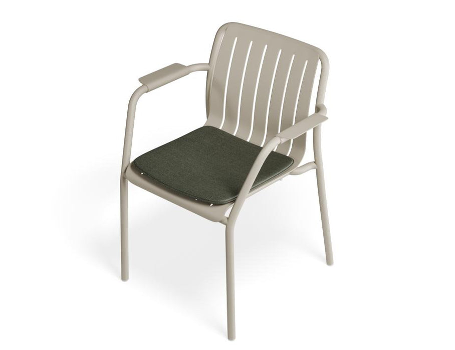 Roku Armchair - Outdoor - Latte - Chair with Green Cushion