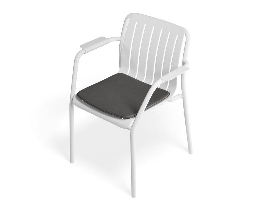 Roku Armchair - Outdoor - White - Chair with Granite Grey Cushion