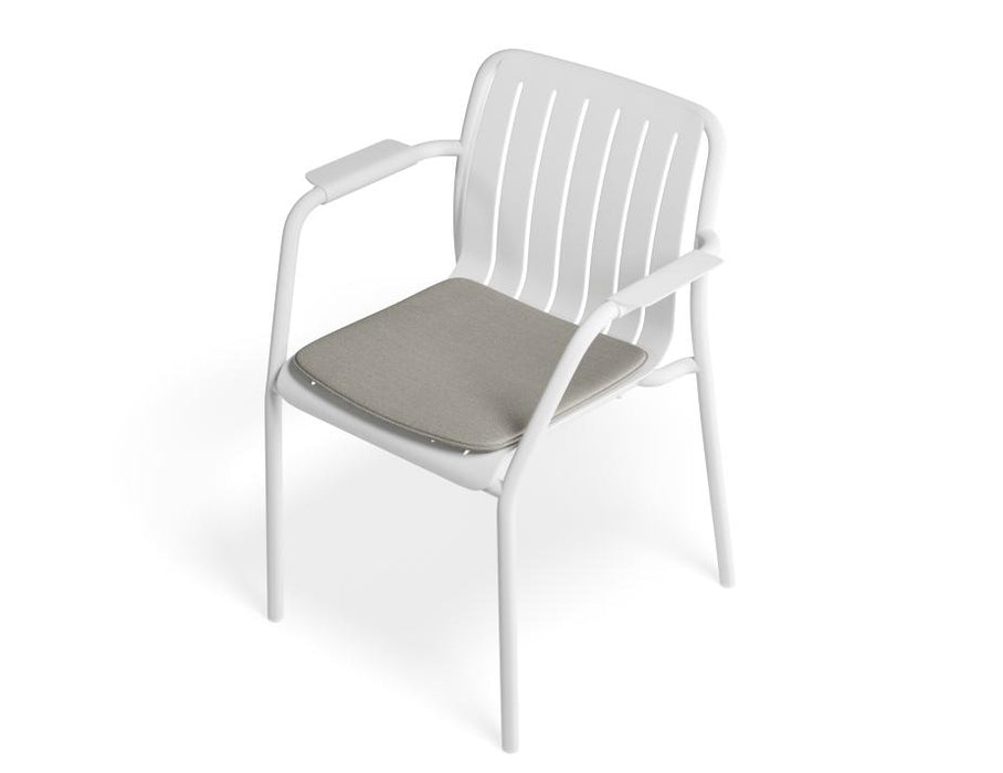 Roku Armchair - Outdoor - White - Chair with Sandy Grey Cushion