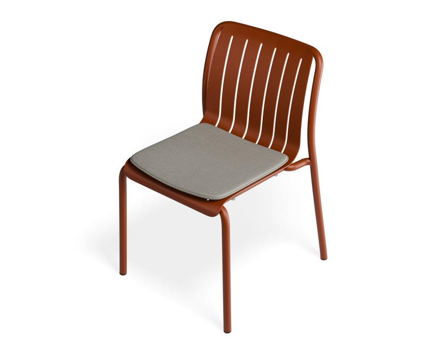 Roku Outdoor Dining Chair in Matt Papaya - Chair with Sandy Grey Cushion