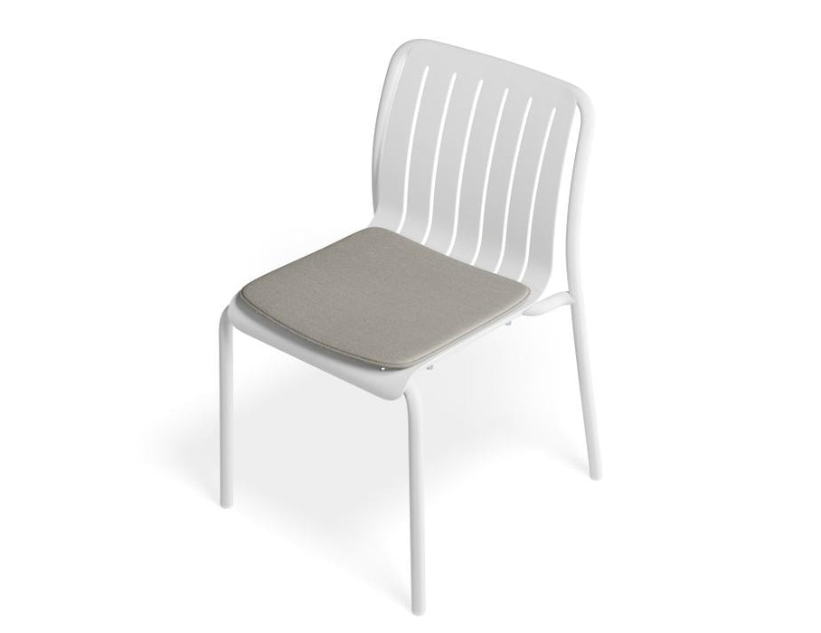 Roku Dining Chair - Outdoor - White - Chair with Sandy Grey Cushion