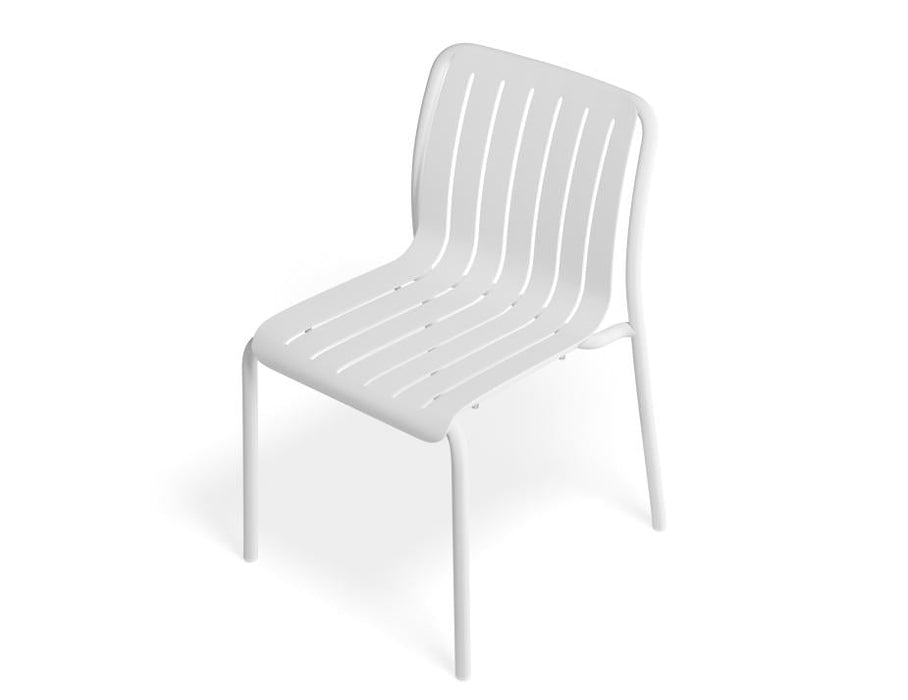 Roku Dining Chair - Outdoor - White - Chair with Green Cushion