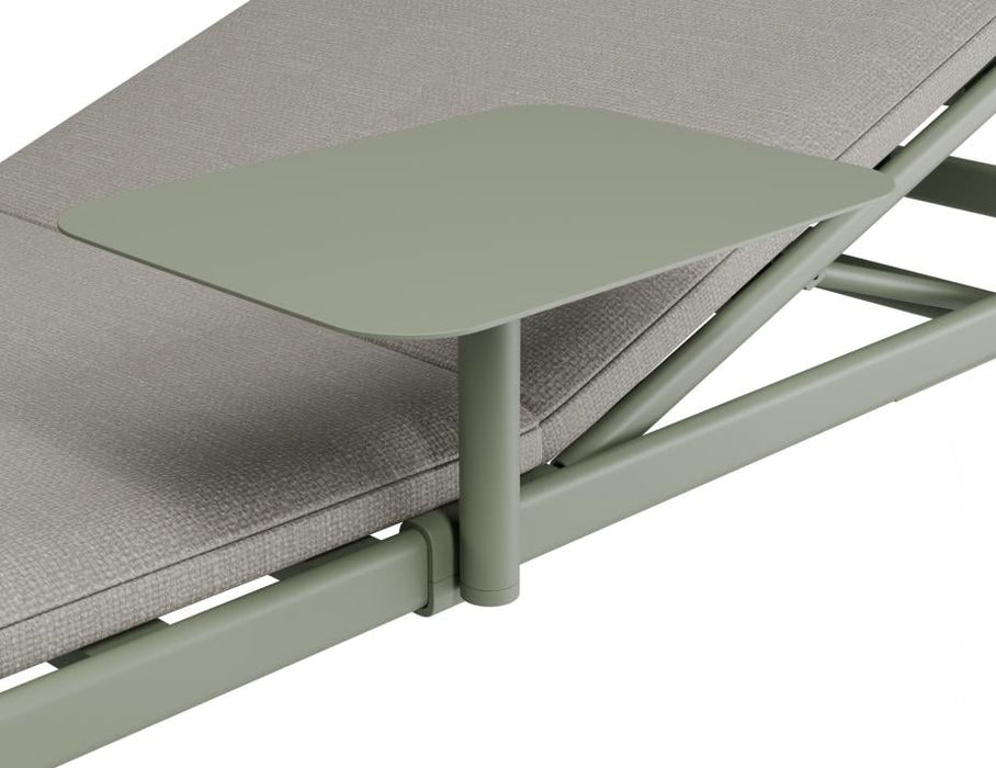 Verano Sun Lounge - Eucalyptus Green - with Side Table - Granite Grey Cushions