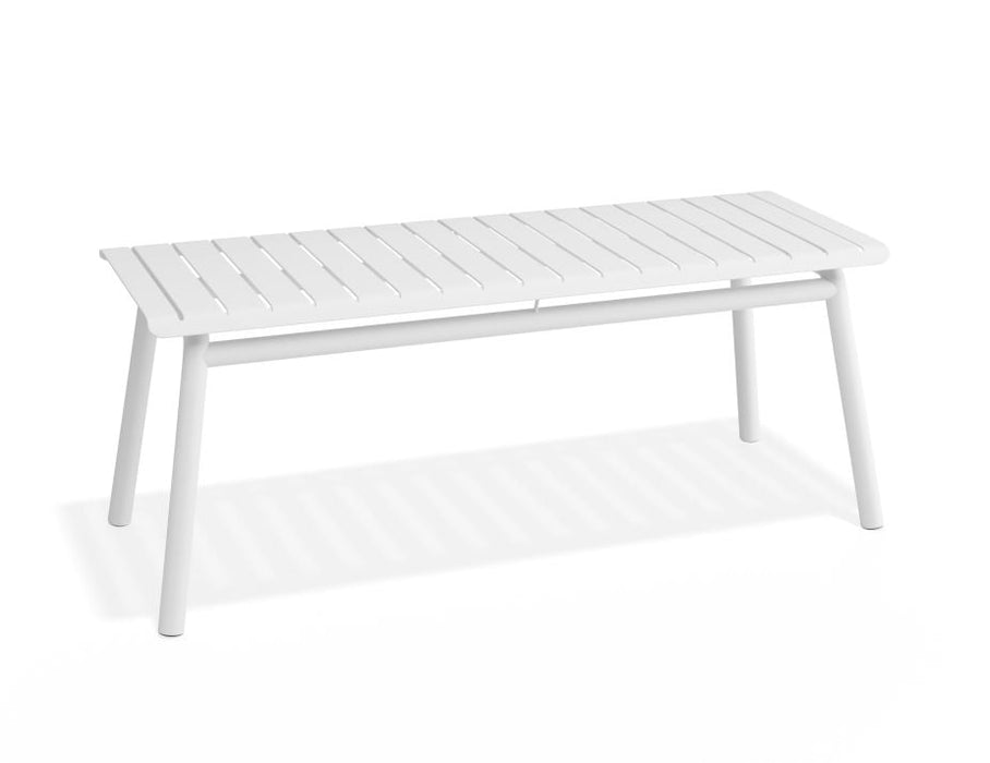 Roku Bench 120cm - Outdoor - White - Bench with Sandy Grey Cushion