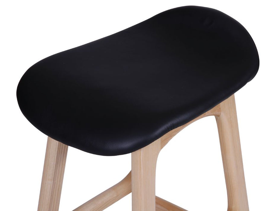 Scandi Stool - Natural - Black Leather