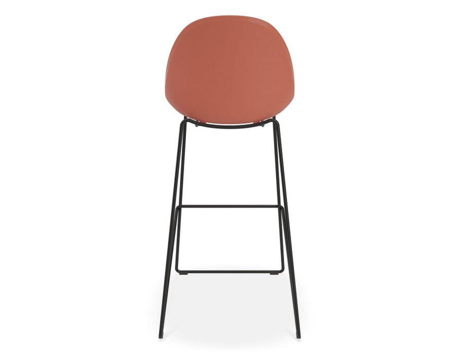 Pebble Coral Stool Shell Seat - Bar Stool 75cm Seat - Black Base