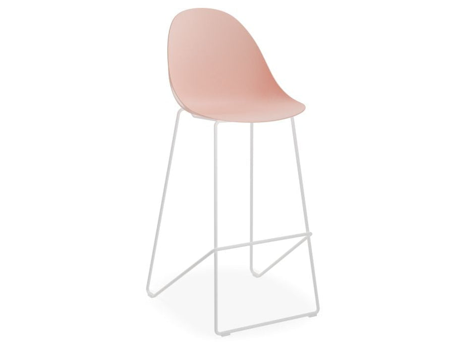 Pebble Soft Pink Stool Shell Seat - Bar Stool 76cm Seat Height - Black Frame