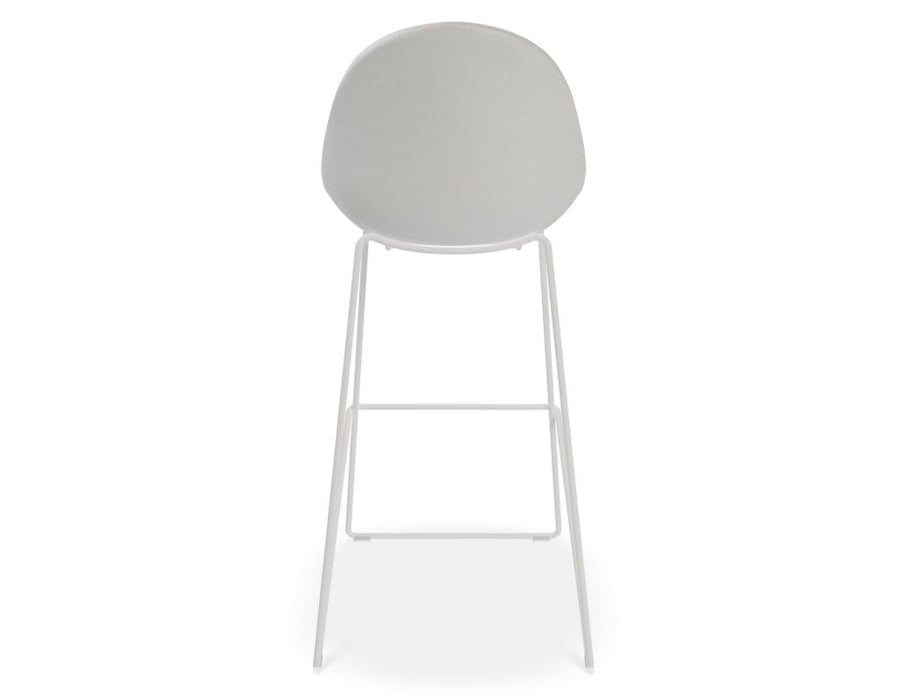 Pebble Stool White Upholstered Seat - Counter Stool 65cm Seat - White Base