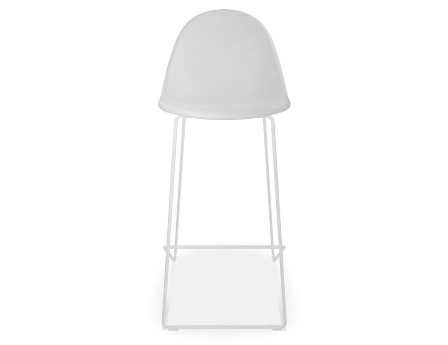 Pebble Stool White Upholstered Seat - Counter Stool 65cm Seat - White Base