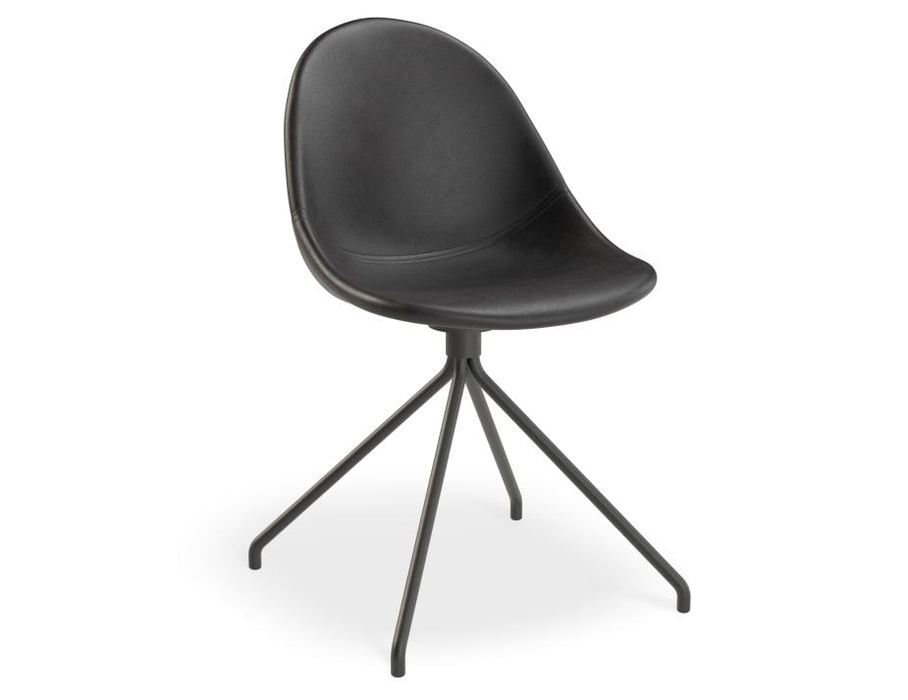 Pebble Chair Black Upholstered Vintage Seat - Swivel Base - Black