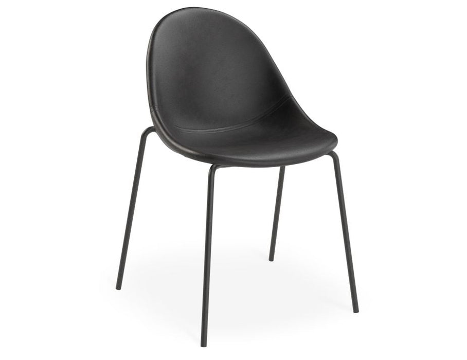 Pebble Chair Black Upholstered Vintage Seat - Swivel Base - Black