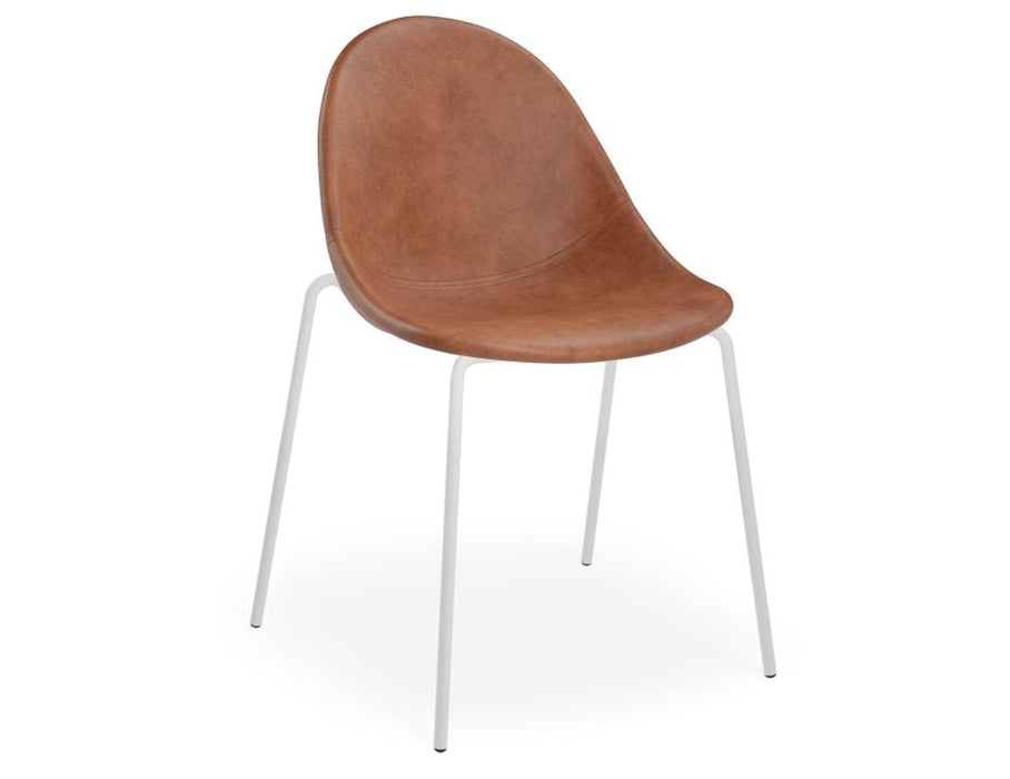 Pebble Chair Tan Upholstered Vintage Seat - Natural Beechwood Base