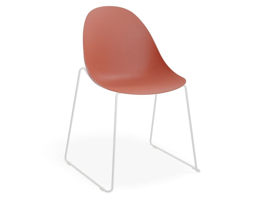 Pebble Chair Coral with Shell Seat - Swivel Base w Castors - Black