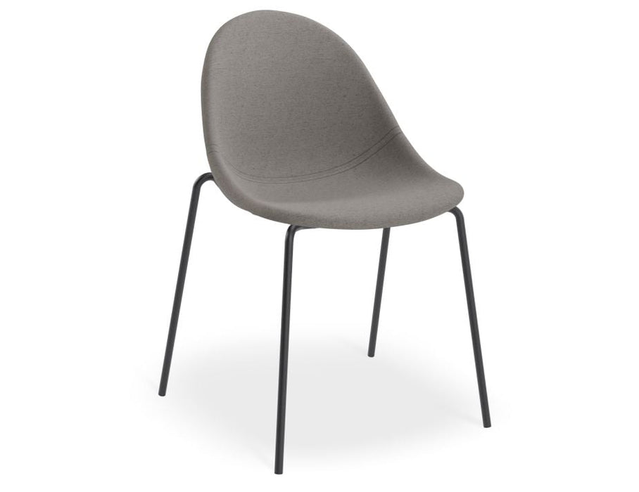 Pebble Fabric Dark Grey Upholstered Chair - Sled Base - White