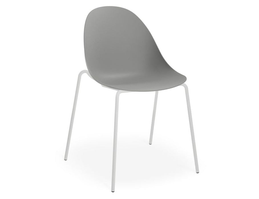 Pebble Chair Grey with Shell Seat - Pyramid Fixed Base with Castors - Black