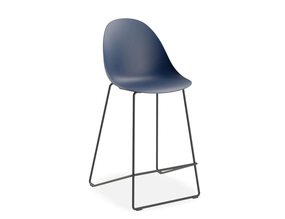 Pebble Navy Stool Shell Seat - Bar Stool 76cm Seat Height - Black Frame