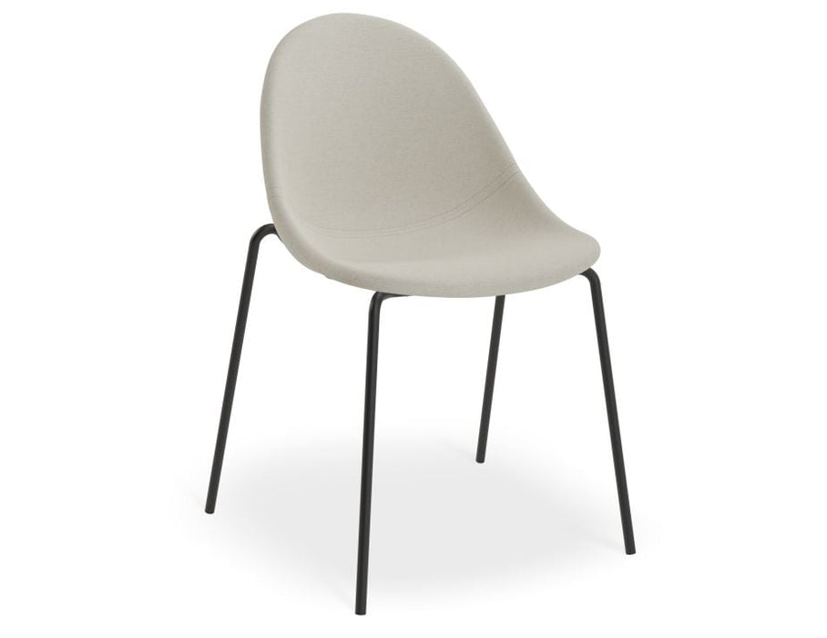 Pebble Fabric Light Grey Upholstered Chair - Pyramid Fixed Base - Black