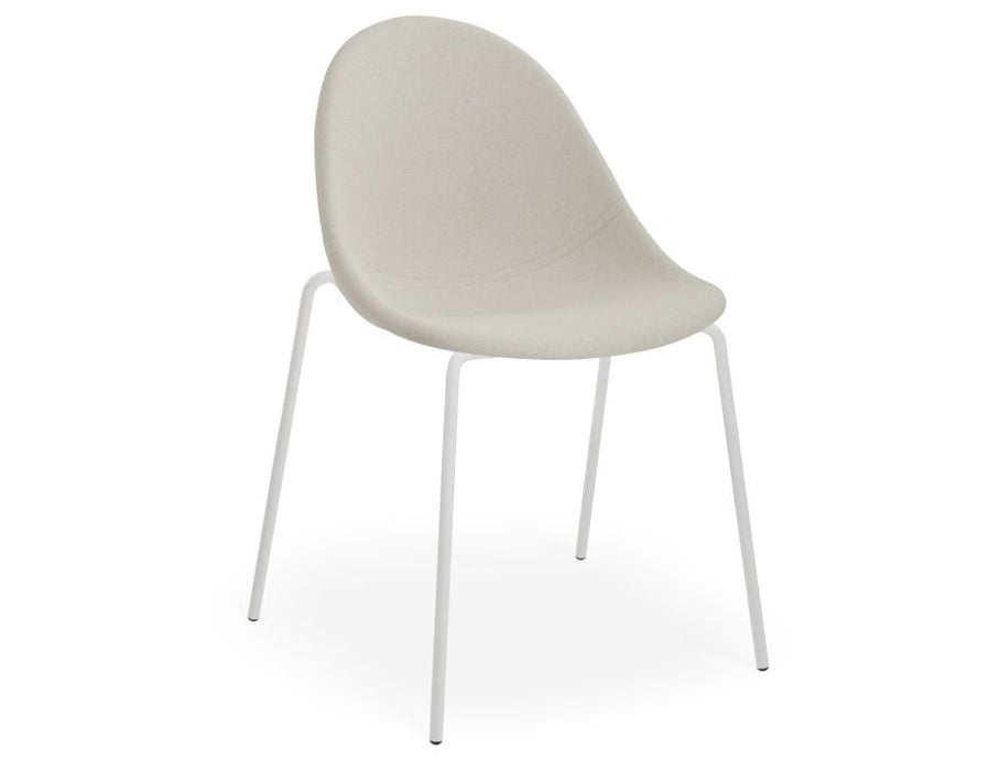 Pebble Fabric Light Grey Upholstered Chair - Natural Beechwood Base