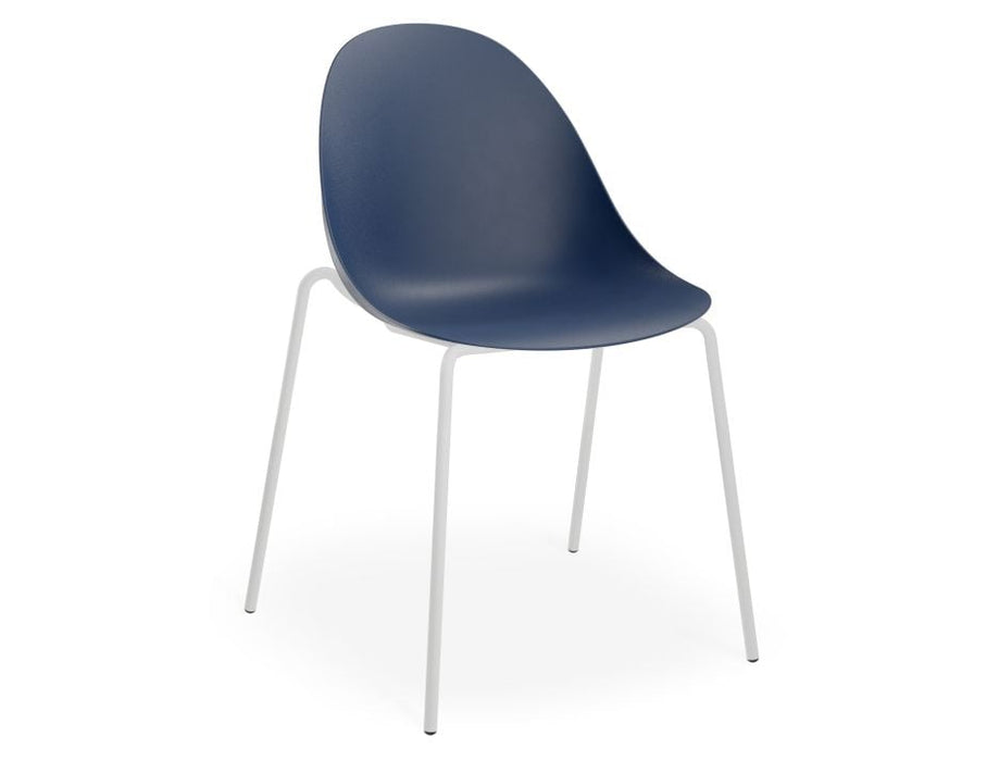 Pebble Chair Navy Blue with Shell Seat - Swivel Base w Castors - Black