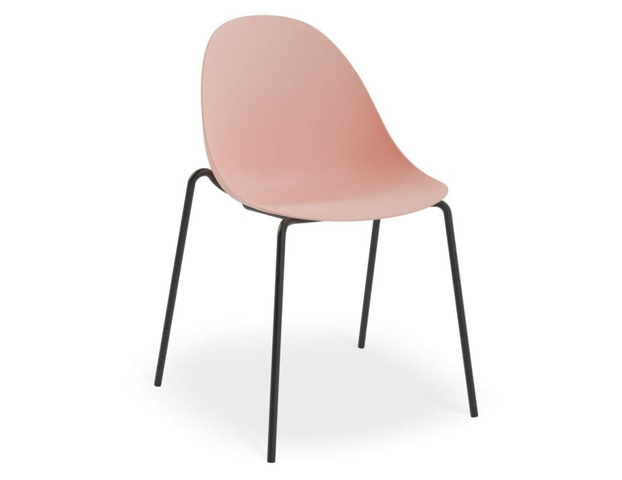 Pebble Chair Soft Pink with Shell Seat - Swivel Base - Black