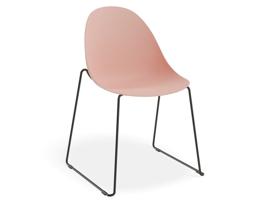 Pebble Chair Soft Pink with Shell Seat - Natural Beechwood Base